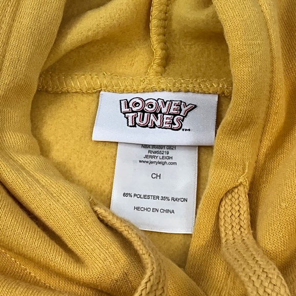 Vintage Looney Tunes Tweety Bird Yellow Hoodie Graphic Pullover Sweatshirt Small - Picture 12 of 13